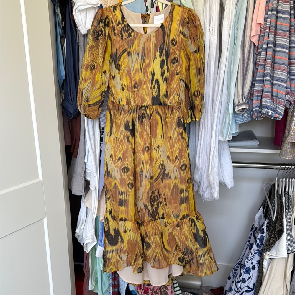 Sundays Gold Bishop Sleeve Sundress for Weddings